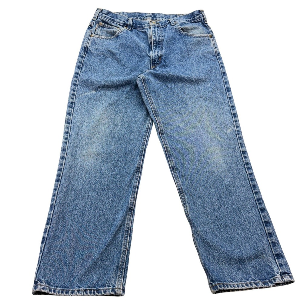 Carhartt Mens Jeans 36x30 Relaxed Fit Blue Denim Workwear Rugged B18LWD